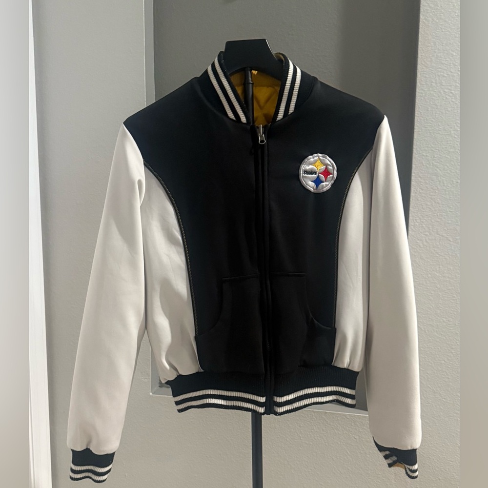 Vintage 80’s NFL Pittsburgh Steelers Reversible Yellow & Black Bomber Jacket - Picture 4 of 12